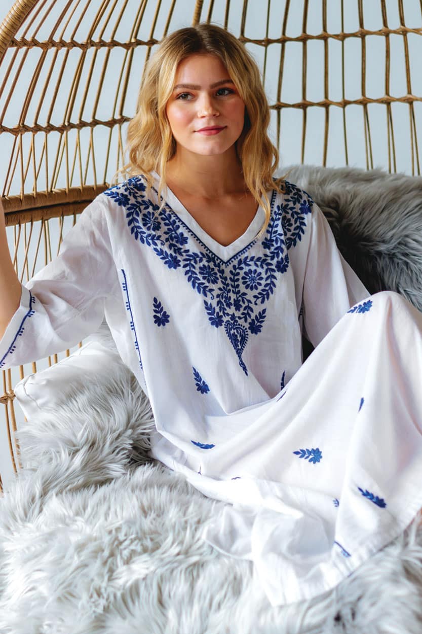 Parama Embroidered Cotton Caftans