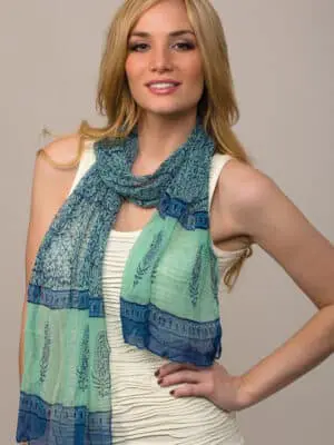 Fair Trade Blue Chiffon Scarf from India.