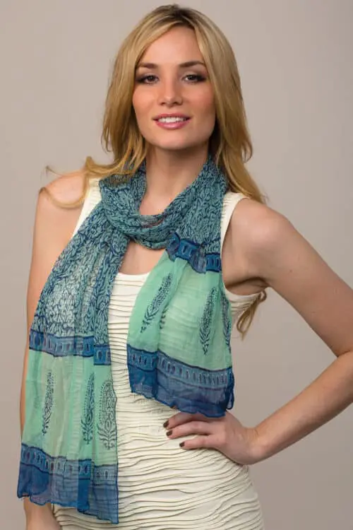Fair Trade Blue Chiffon Scarf from India.
