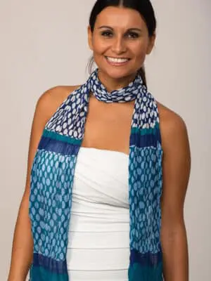 Printed Navy Chiffon Scarf from India