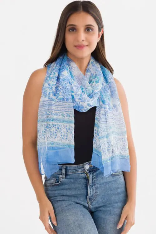 Sheela Light Blue Chiffon Scarf