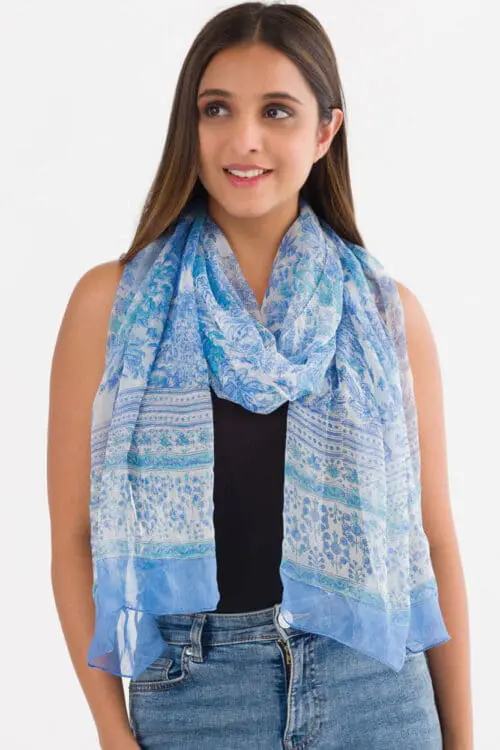 Sheela Light Blue Chiffon Scarf