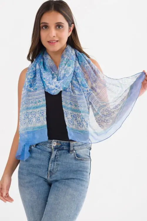 Sheela Light Blue Chiffon Scarf