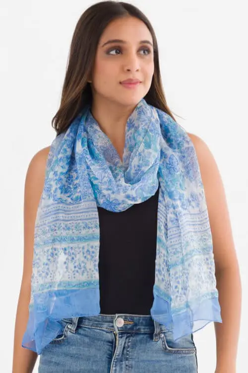 Sheela Light Blue Chiffon Scarf