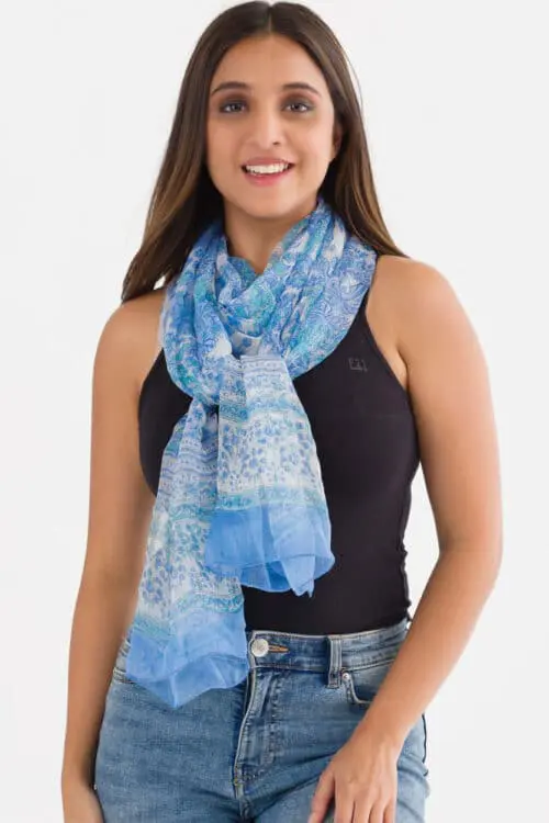 Sheela Light Blue Chiffon Scarf