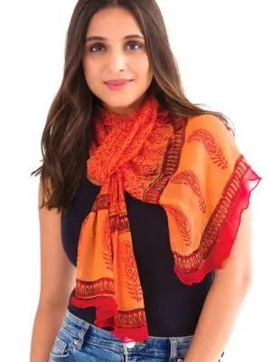 Sheela Coral Chiffon Scarf
