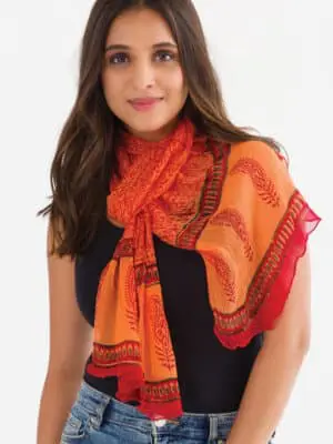 Sheela Coral Chiffon Scarf