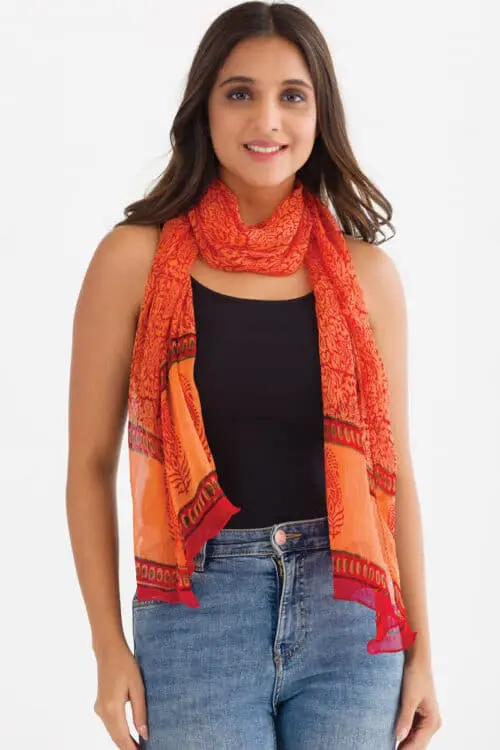 Sheela Coral Chiffon Scarf