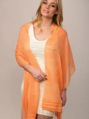 Priti Ikat Peach Cotton Scarf