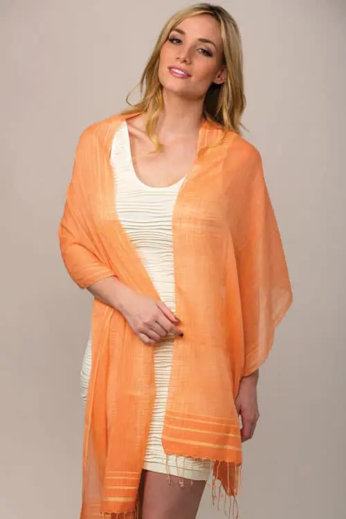 Priti Ikat Peach Cotton Scarf
