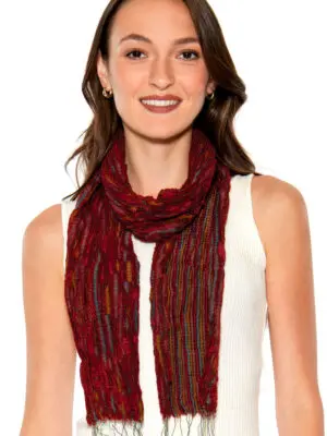 Revati Burgundy Silk Wool Scarf