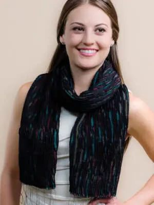 Fair Trade Pure Silk Wool Scarf in Black