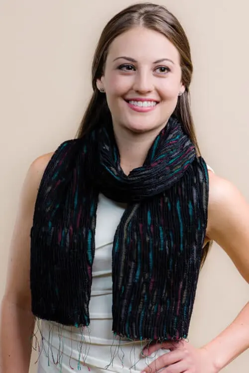 Fair Trade Pure Silk Wool Scarf in Black