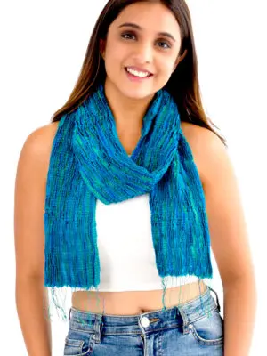Revati Turquoise Wool Scarf