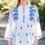 Embroidered Blue and White Tunic