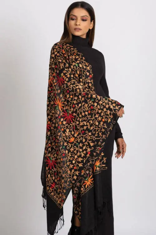 Kamal Embroidered Wool Shawl