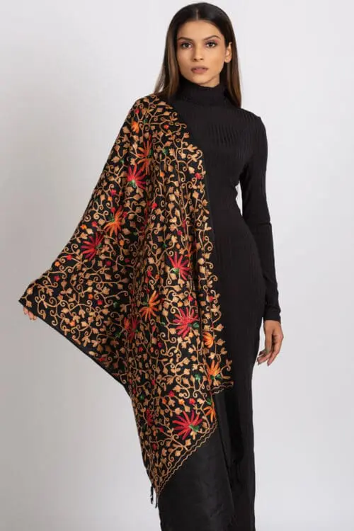 Kamal Embroidered Wool Shawl