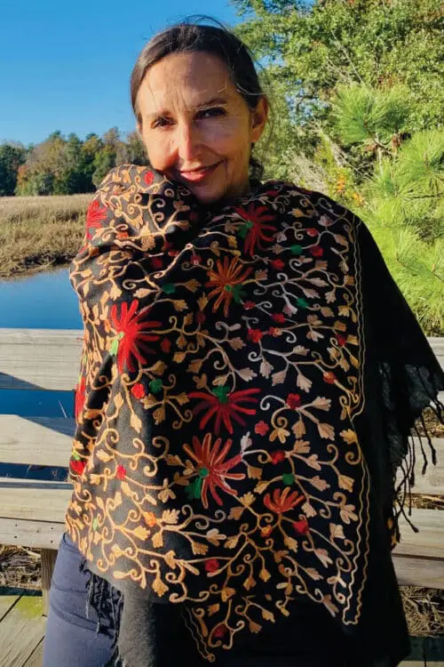Kamal Embroidered Wool Shawl