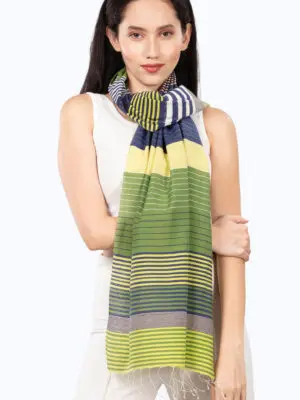 Samita Navy Striped Scarf