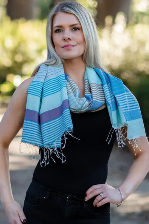 Samita Blue Stripes Scarf