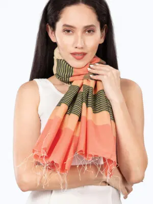 Samita Pink Striped Scarf