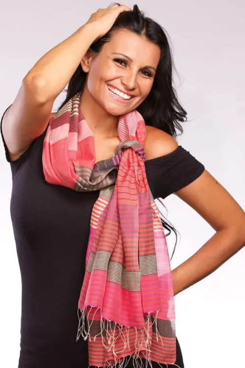 Fair Trade Silk and Cotton Striped Scarf in Pinks