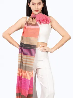 Samita Fuchsia Striped Scarf