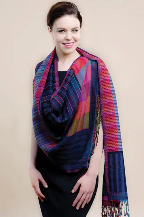 Fair Trade Plaid Wool Shawl from India