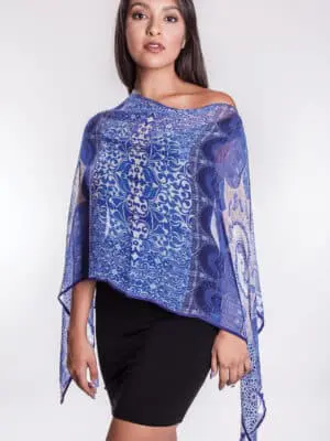 Cupro Blue Mandala Scarf from India