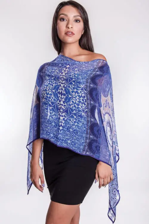 Cupro Blue Mandala Scarf from India