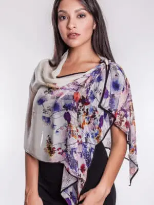 Bemberg Cotton Digital Print Floral Scarf from India