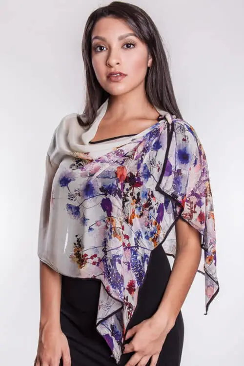 Bemberg Cotton Digital Print Floral Scarf from India