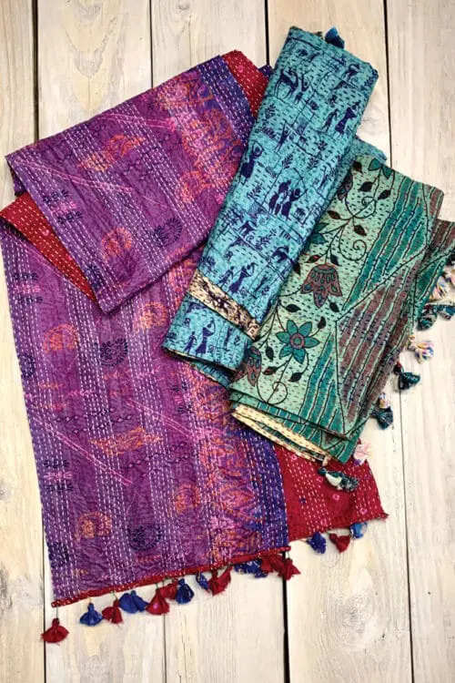 Silk Kantha Scarves