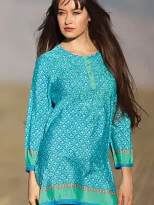 Deena Embroidered Turquoise Tunic