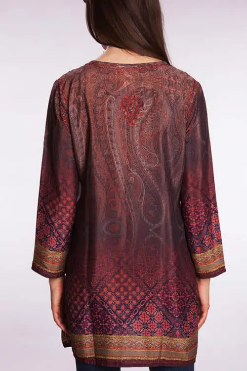 Deena Burgundy Embroidered Tunic