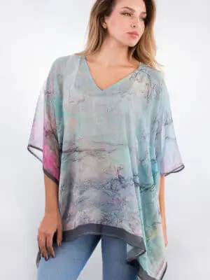 Turquoise Kumari Crepe Top from India