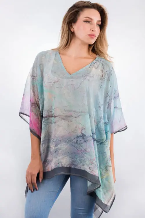 Turquoise Kumari Crepe Top from India
