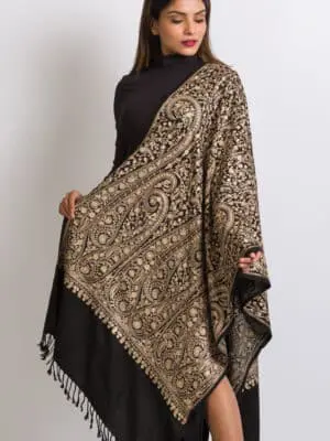 Tanaya Black Paisley Shawl