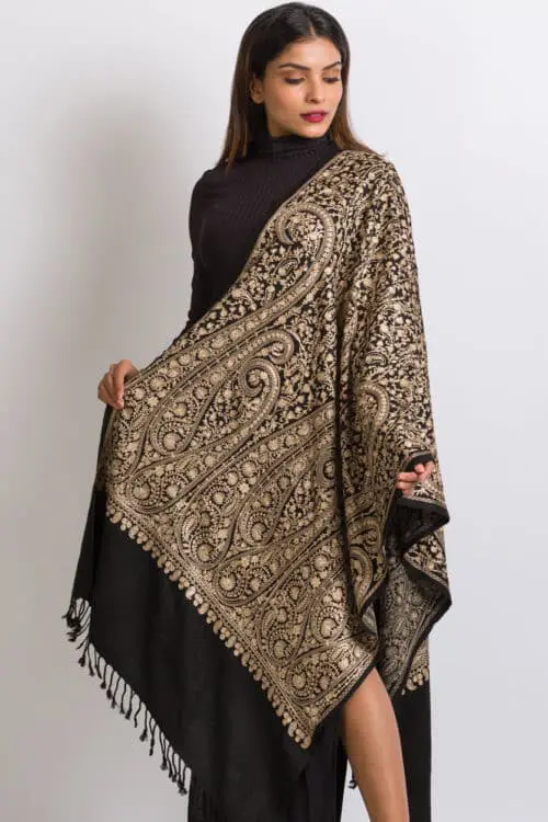 Tanaya Black Paisley Shawl