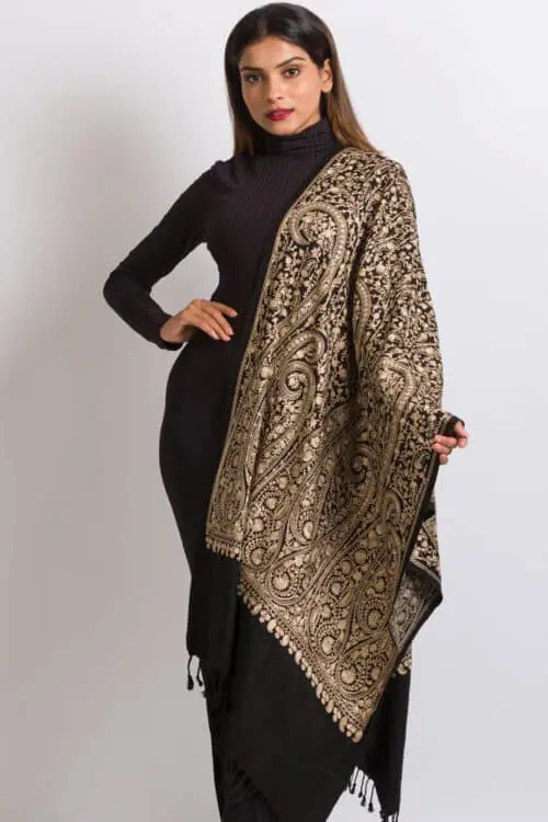 Tanaya Black Paisley Shawl