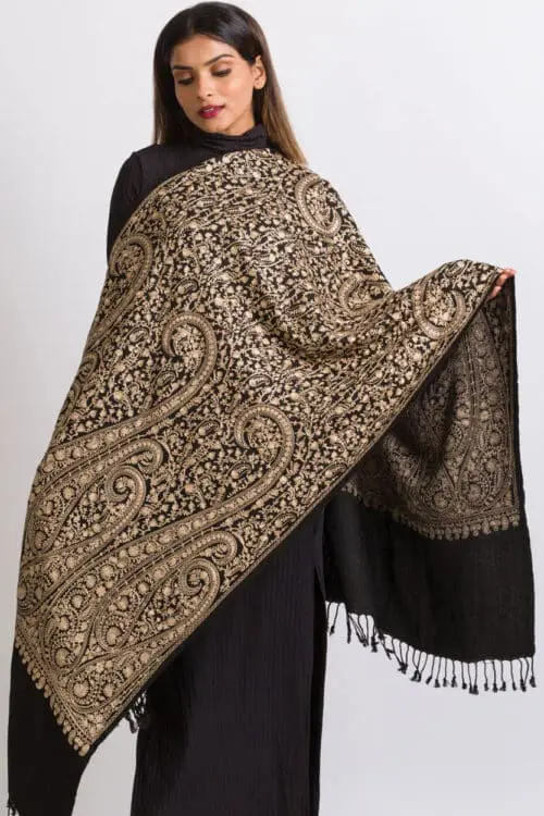 Tanaya Black Paisley Shawl