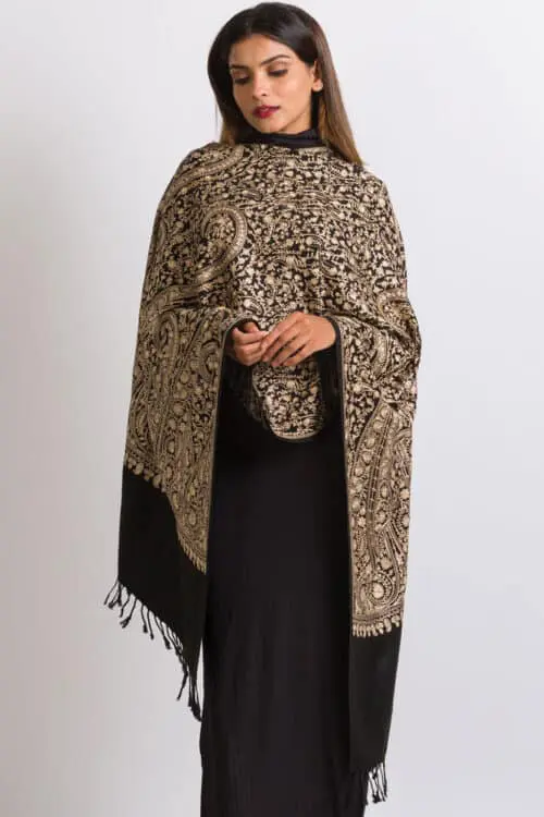 Tanaya Black Paisley Shawl