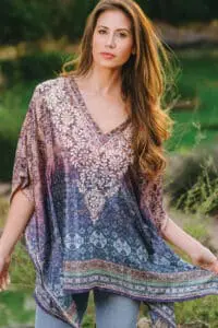Fair Trade Purple Embroidered Top with Digital Print