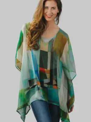 Free Size Top in Silky Fabric with Contemporary Print from India