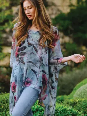 Fair Trade Free Size Top with Leaves Print from India