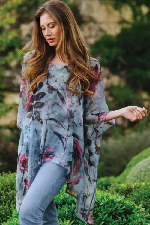 Fair Trade Free Size Top with Leaves Print from India