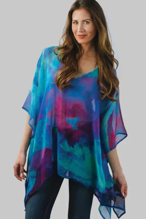 Fair Trade Printed Top with Watercolor Floral Print