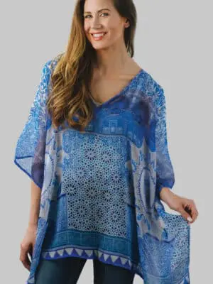 Fair Trade Blue Mosaic Print Top from India