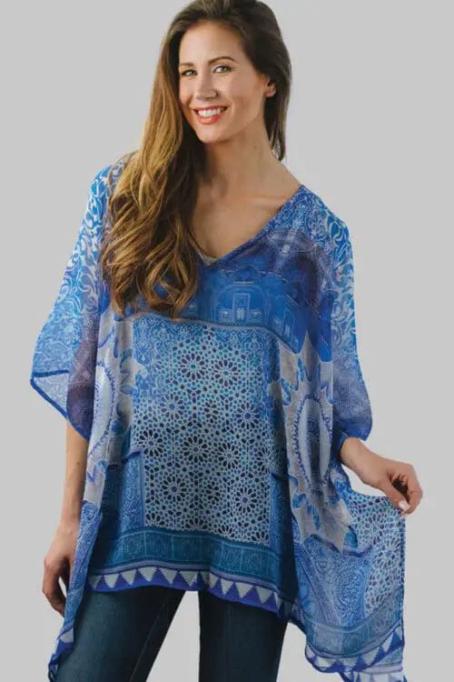 Fair Trade Blue Mosaic Print Top from India