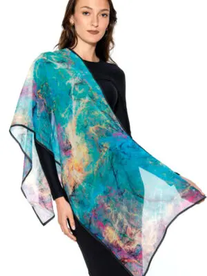 Aloka Turquoise Watercolor Scarf
